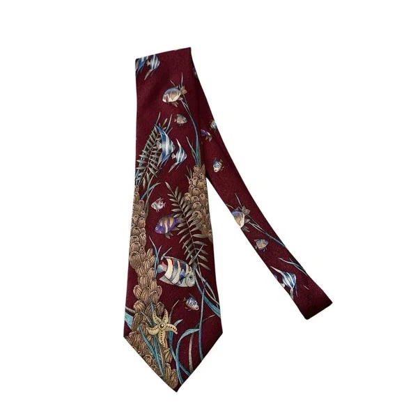 Vintage Tie Tropicals by Tango 100% Silk Fishing Ocean Tropical Beach Outdoor - Picture 1 of 8